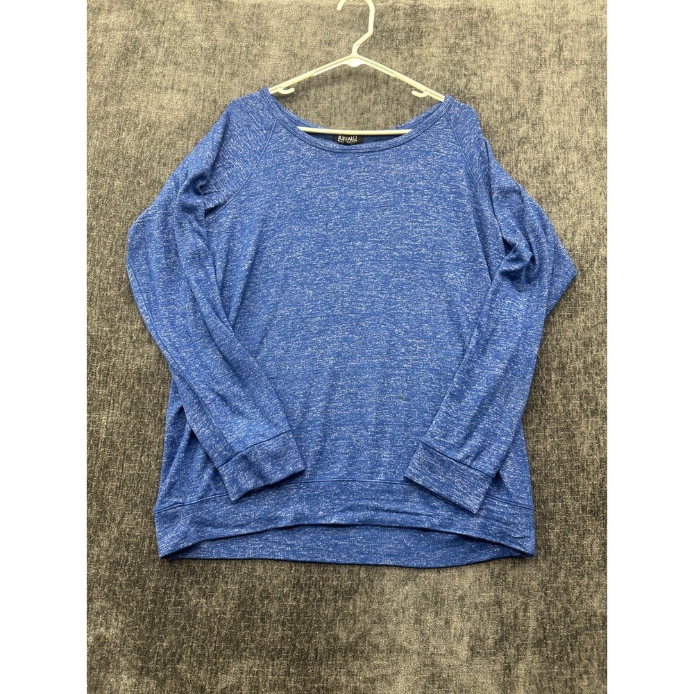 Buffalo David Bitton Top Womens XL Blue Knit Raglan Sleeve Scoop Neck Thermal